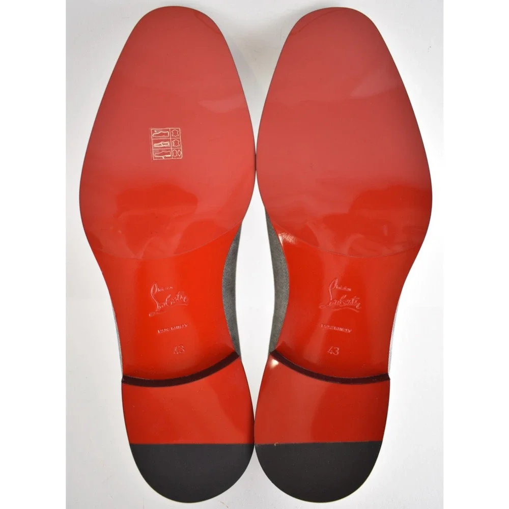 Christian Louboutin Mens Danny Flex Flat Crosta Silex Grey Dress Loafer 43 10